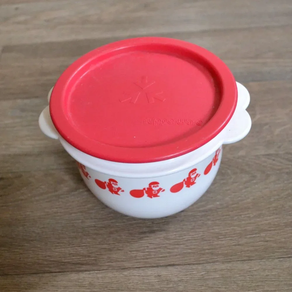 Vintage Tupperware Santa Christmas Bowl Two Piece Set